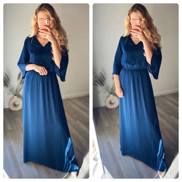 Mango Plunge Dress Long V-Neck - Picture 4 of 7